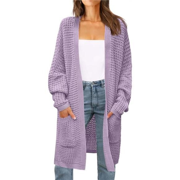 Sweaters - Women's 2024 Fall Long Batwing Sleeve Sweater Purple